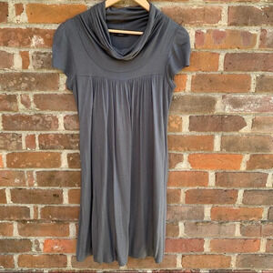 SOPRANO Cowl Neck Charcoal Gray Short Sleeve Dress Size Large